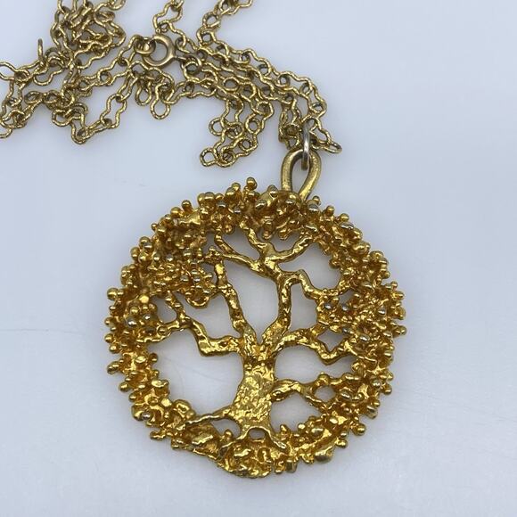 Sascha BRASTOFF Vintage Tree of Life Pendant Necklace Signed Modernist 24" Long - Picture 3 of 8
